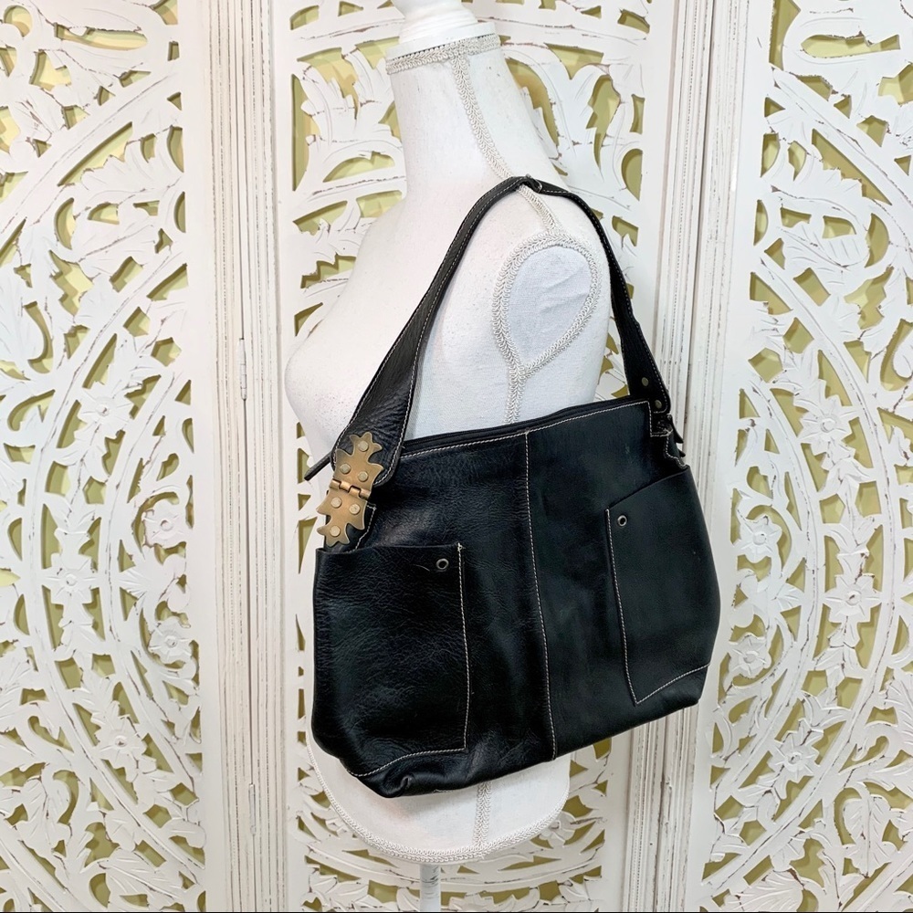 Latico Black Leather Shoulder Bag